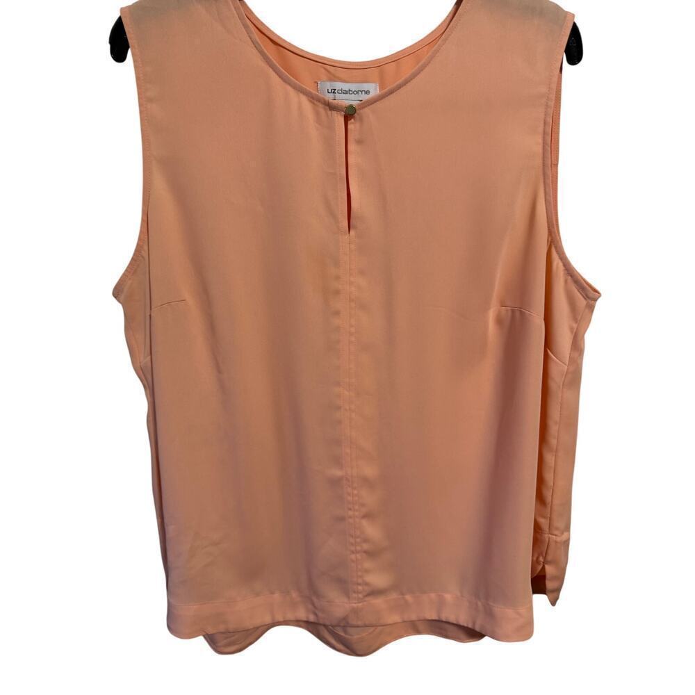 Liz Claiborne Peach XL sleeveless dress tank front button & keyhole detail
